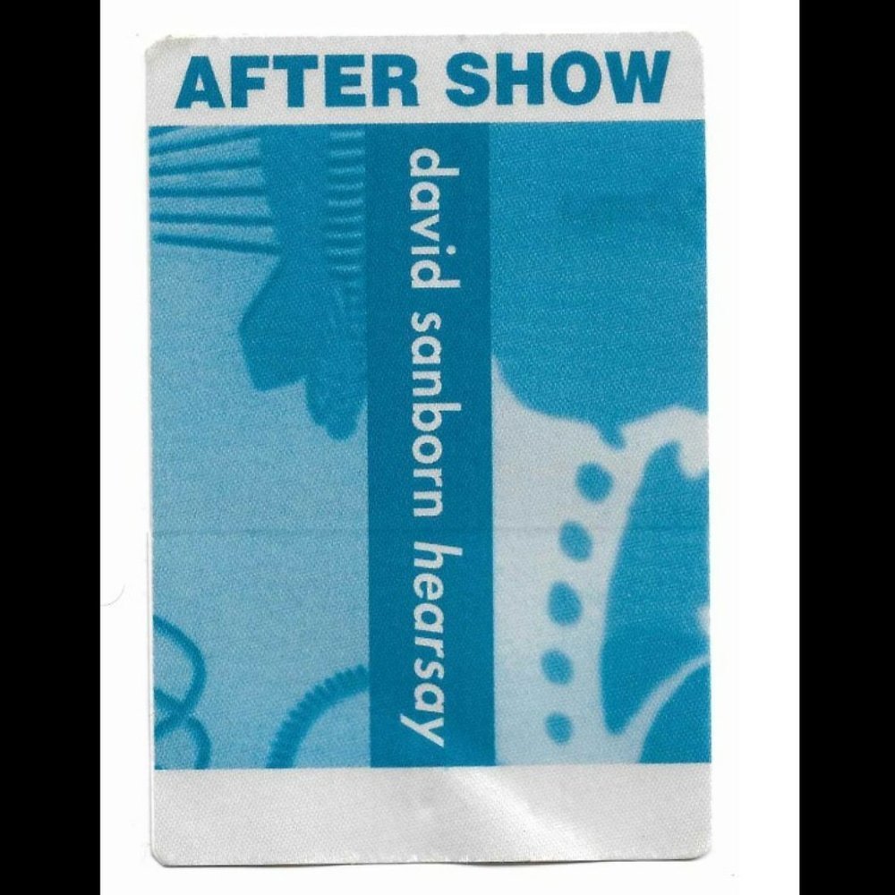 UNUSED SATIN DAVID SANBORN HEARSAY Blue CREW BACKSTAGE PASS STICKER ON CARD